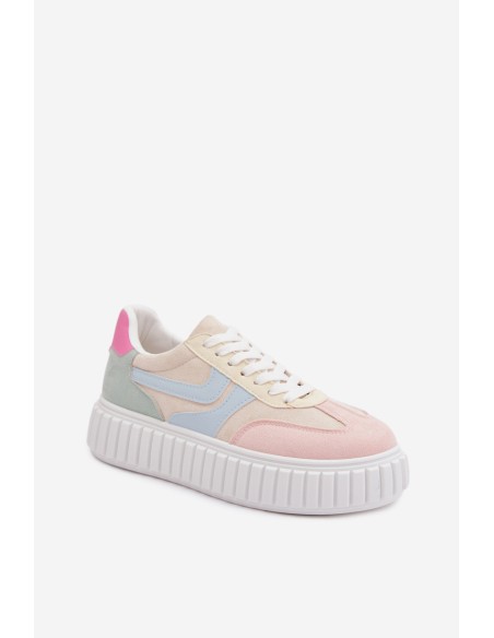 Women's Platform Sneakers With Eco Suede Multicolor Cadrina