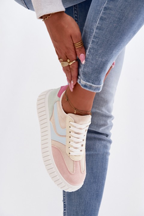 Women's Platform Sneakers With Eco Suede Multicolor Cadrina