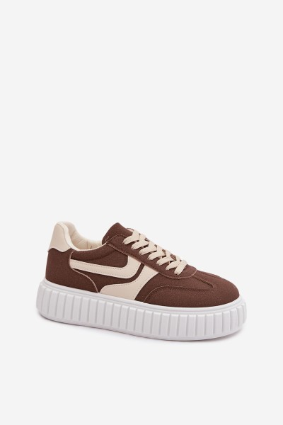 Women's Platform Sneakers with Eco Suede Brown Cadrina 2