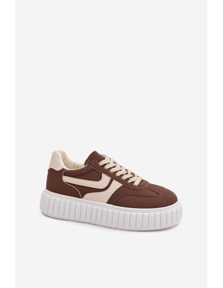 Women's Platform Sneakers with Eco Suede Brown Cadrina
