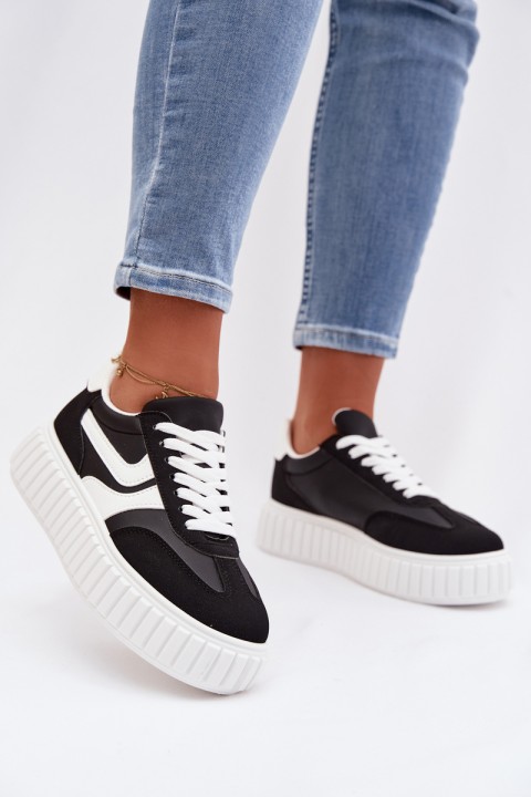 Women's Platform Sneakers With Eco Suede Black Cadrina