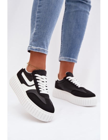 Women's Platform Sneakers With Eco Suede Black Cadrina