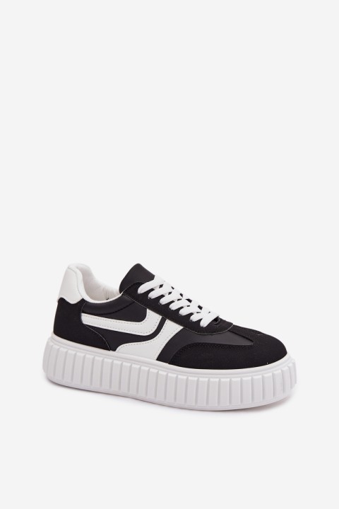 Women's Platform Sneakers With Eco Suede Black Cadrina