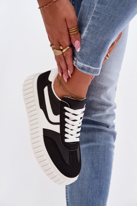 Women's Platform Sneakers With Eco Suede Black Cadrina