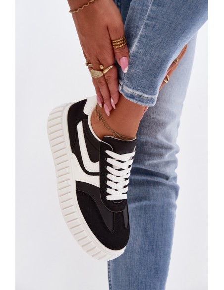 Women's Platform Sneakers With Eco Suede Black Cadrina