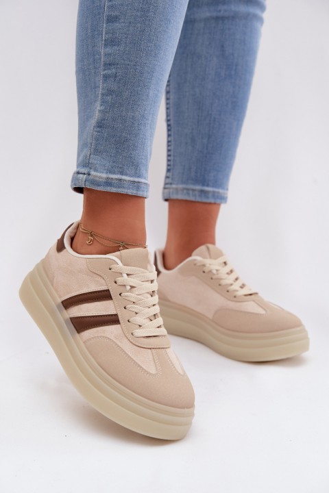 Women's Platform Sneakers Beige Galleria
