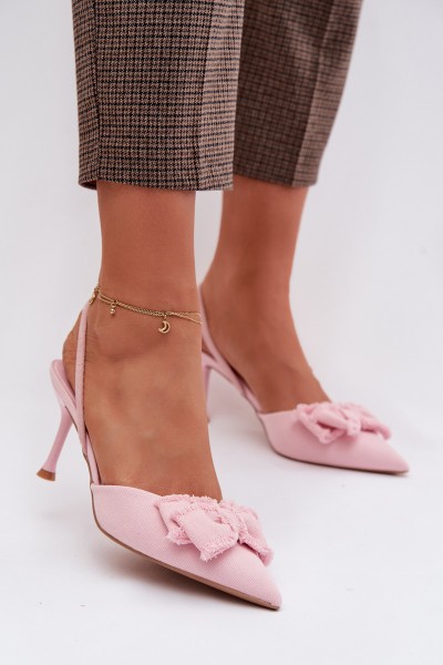 Women's High Heel Sandals With Bow Pink Hestia