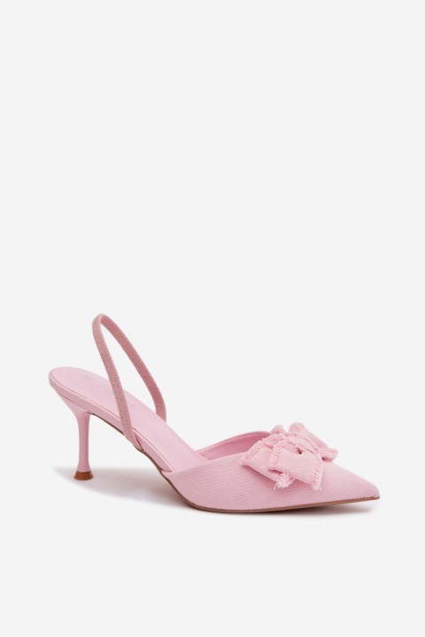 Women's High Heel Sandals With Bow Pink Hestia