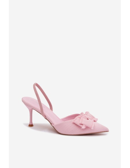 Women's High Heel Sandals With Bow Pink Hestia