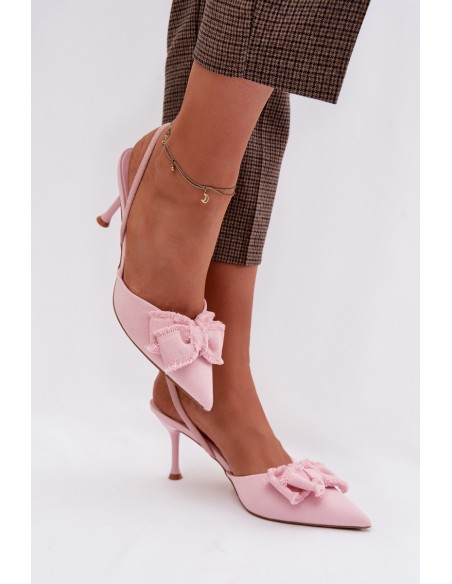 Women's High Heel Sandals With Bow Pink Hestia