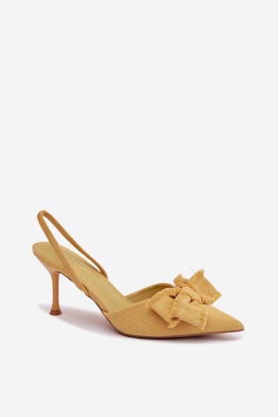 Women's High Heel Sandals with Bow Yellow Hestia 2