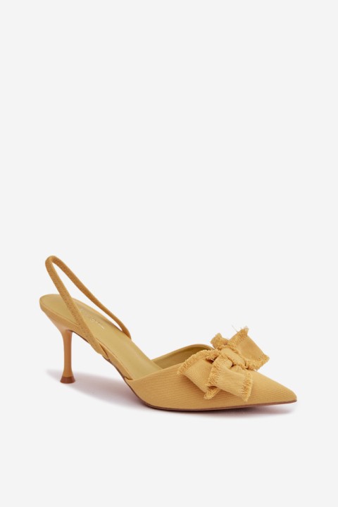 Women's High Heel Sandals with Bow Yellow Hestia