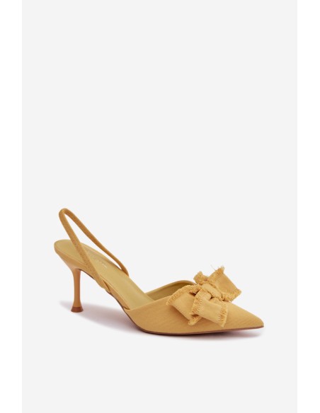 Women's High Heel Sandals with Bow Yellow Hestia