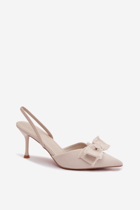 Women's High Heel Sandals With Bow Light Beige Hestia