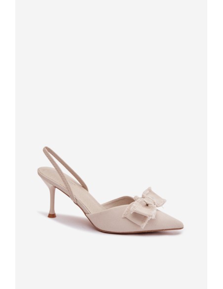 Women's High Heel Sandals With Bow Light Beige Hestia