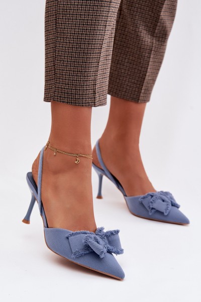Women's High Heel Sandals With Bow Blue Hestia