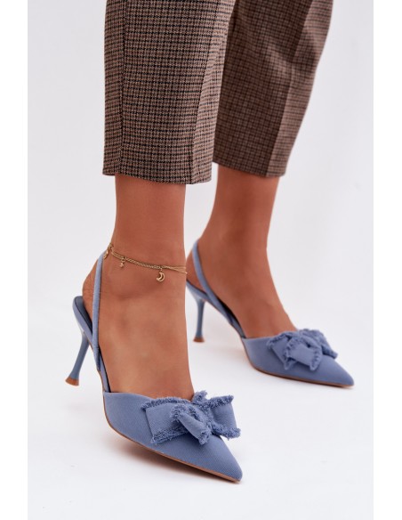 Women's High Heel Sandals With Bow Blue Hestia