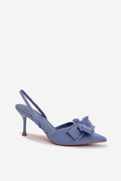 Women's High Heel Sandals With Bow Blue Hestia 2