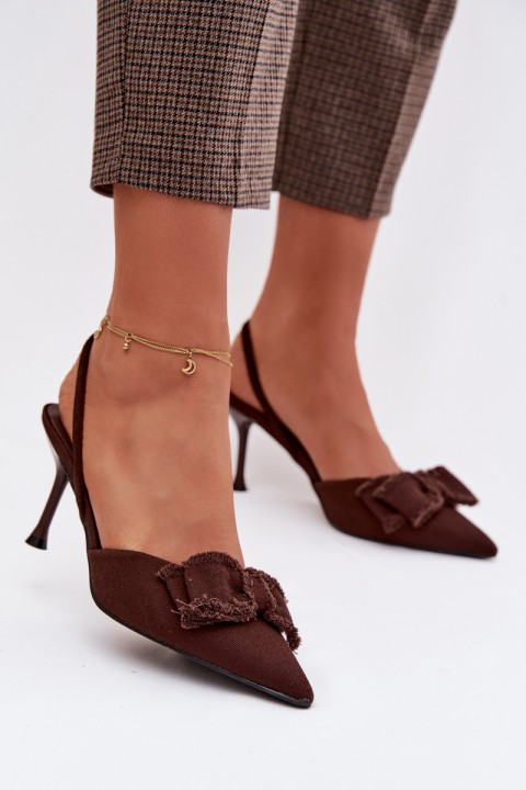 Women's High Heel Sandals With Bow Chocolate Hestia