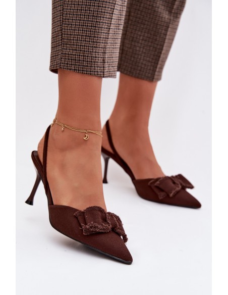 Women's High Heel Sandals With Bow Chocolate Hestia