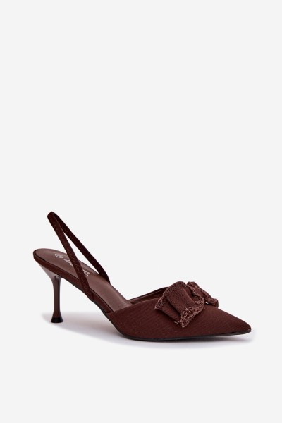 Women's High Heel Sandals With Bow Chocolate Hestia 2