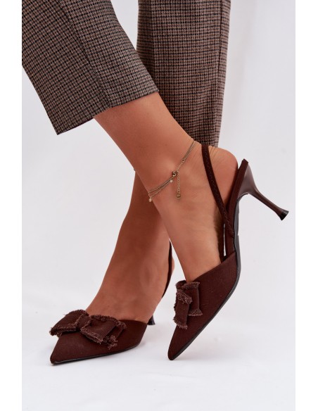 Women's High Heel Sandals With Bow Chocolate Hestia