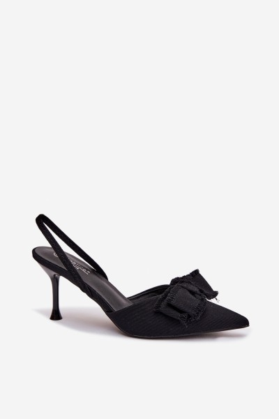 Women's High Heel Sandals With Bow Black Hestia 2