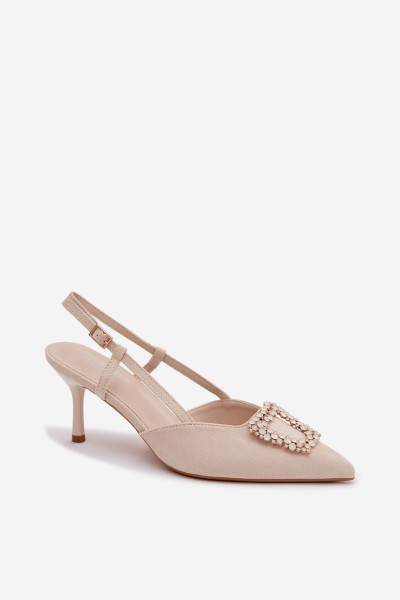 Women's High Heel Sandals With Decoration Light Beige Ismeria 2