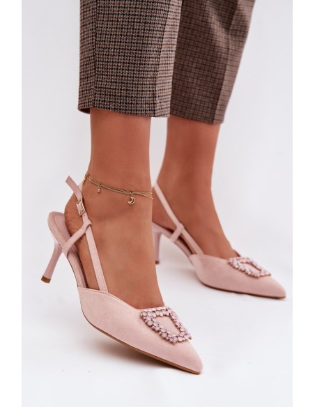 Women's High Heel Sandals with Embellishment Pink Ismeria