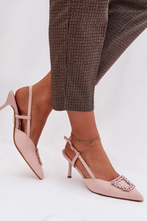 Women's High Heel Sandals with Embellishment Pink Ismeria