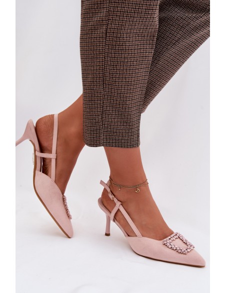 Women's High Heel Sandals with Embellishment Pink Ismeria
