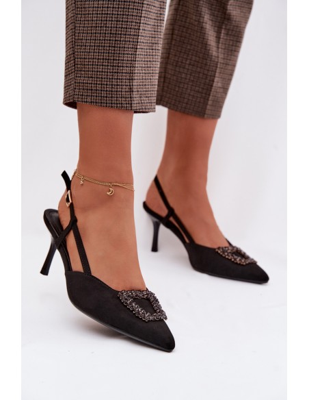 Women's High Heel Sandals With Decoration Black Ismeria