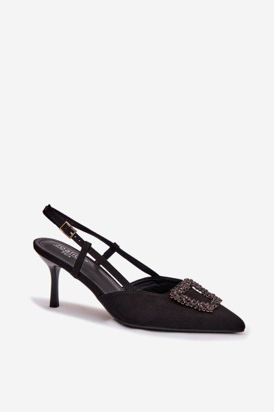 Women's High Heel Sandals With Decoration Black Ismeria 2