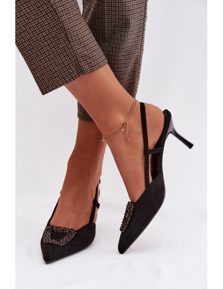 Women's High Heel Sandals With Decoration Black Ismeria
