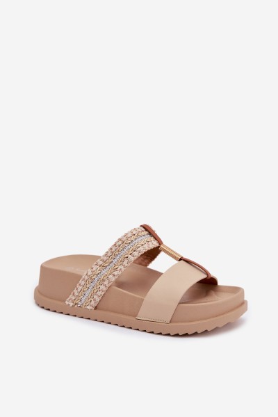 Women's Platform Sandals With Straps And Gold Detail Beige Tahlia 2