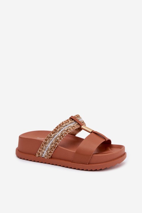 Women's Platform Sandals With Straps And Gold Details Camel Tahlia