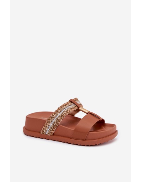 Women's Platform Sandals With Straps And Gold Details Camel Tahlia