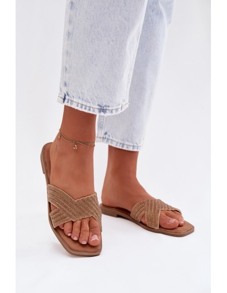 Women's Flat Gold Zinnia Slides