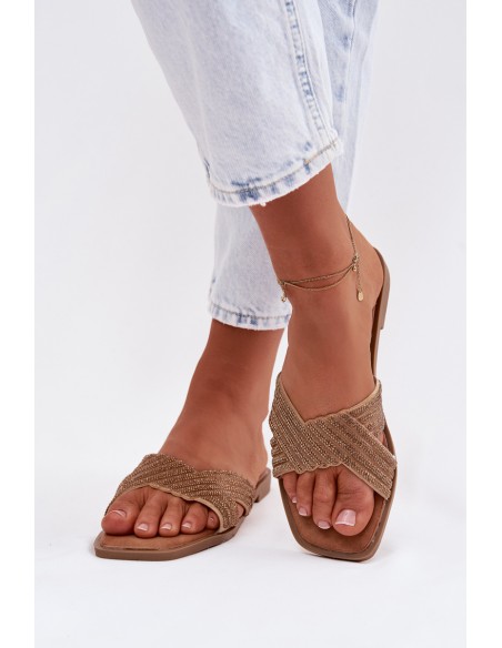 Women's Flat Gold Zinnia Slides