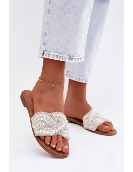 Embellished Silver Flat Dovima Slides
