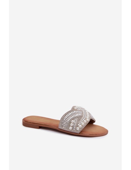 Embellished Silver Flat Dovima Slides
