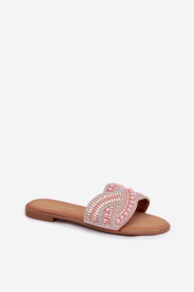 Decorated Women's Flat Pink Slides Dovima 2