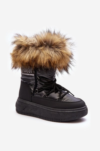 Women's Snow Boots With Fur On Platform Black Nabilla