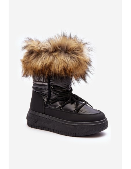 Women's Snow Boots With Fur On Platform Black Nabilla
