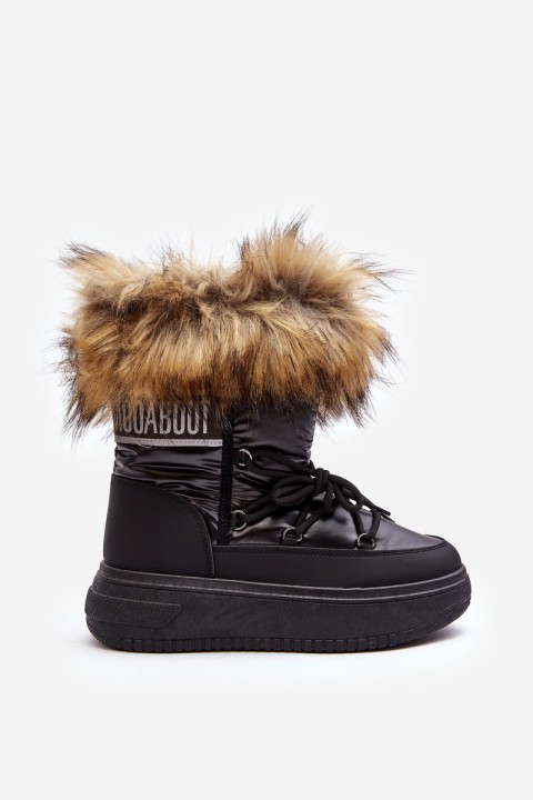 Women's Snow Boots With Fur On Platform Black Nabilla