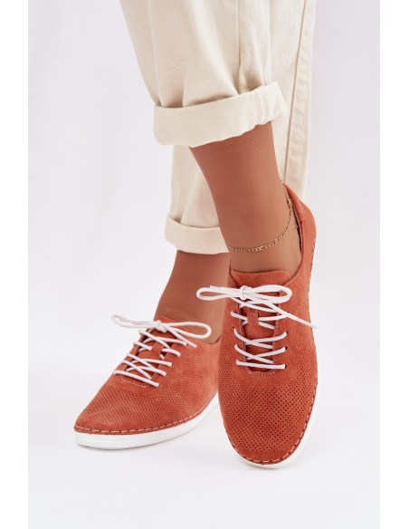 Women's Suede Loafers S.Barski LR61-7080 Orange