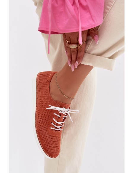 Women's Suede Loafers S.Barski LR61-7080 Orange