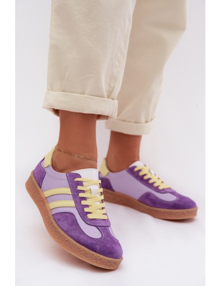 Leather Women's Sneakers LR61-7059 Purple