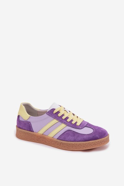 Leather Women's Sneakers LR61-7059 Purple 2