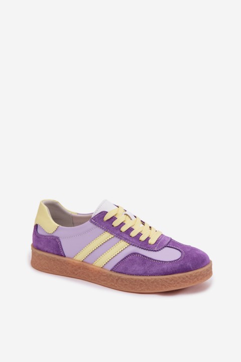 Leather Women's Sneakers LR61-7059 Purple